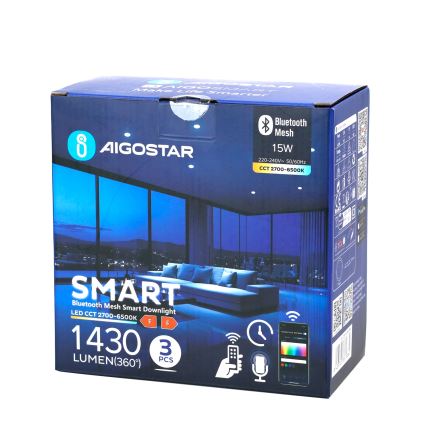 Aigostar - SADA 3x LED Stmievateľné podhľadové svietidlo MESH LED/15W/230V 2700K-6500K pr.17cm