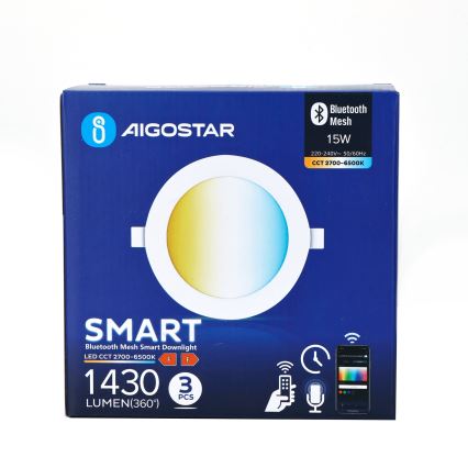 Aigostar - SADA 3x LED Stmievateľné podhľadové svietidlo MESH LED/15W/230V 2700K-6500K pr.17cm