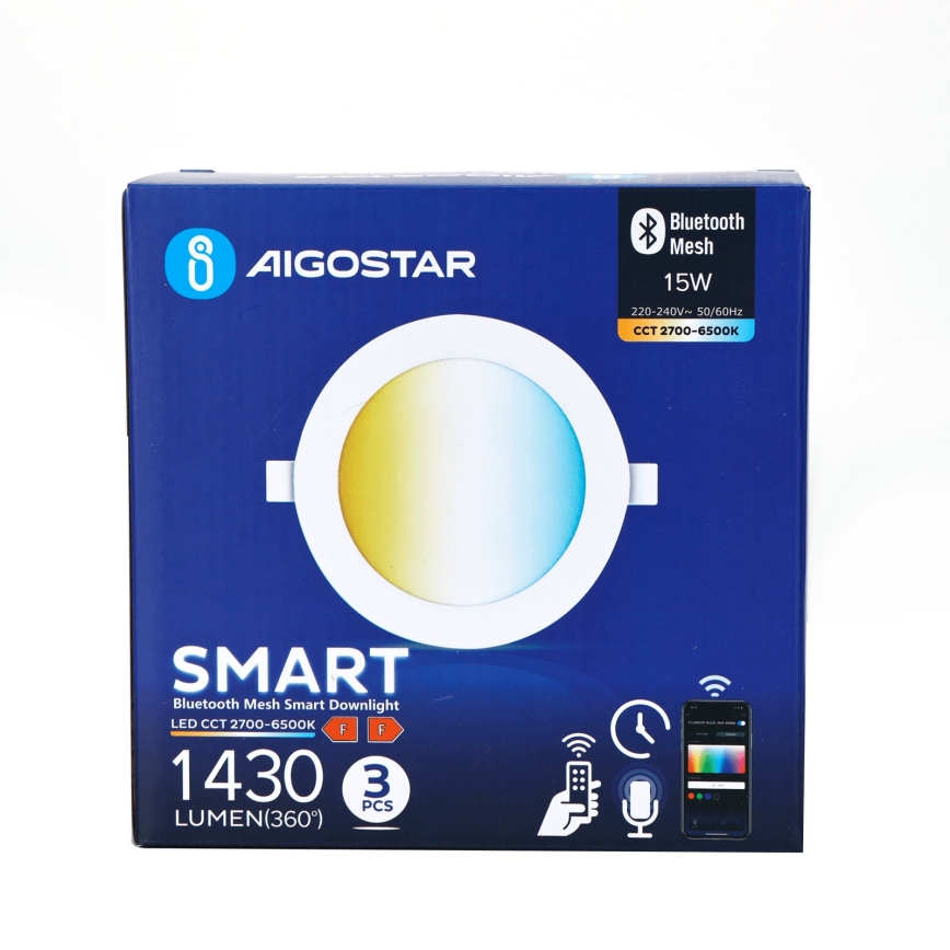 Aigostar - SADA 3x LED Stmievateľné podhľadové svietidlo MESH LED/15W/230V 2700K-6500K pr.17cm