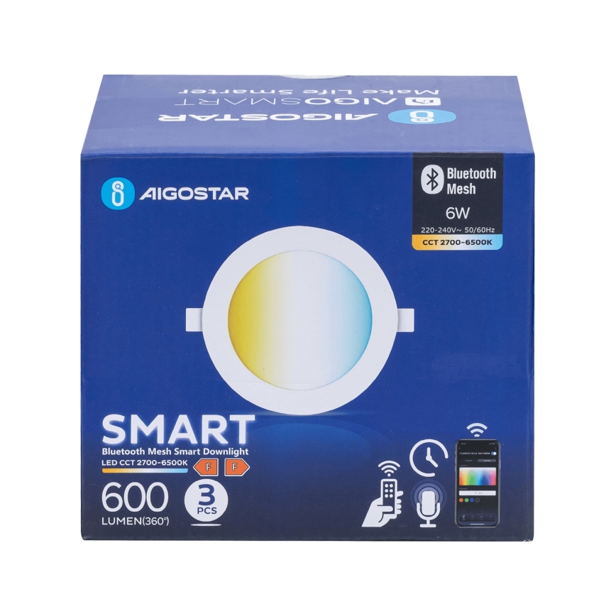 Aigostar - SADA 3x LED Stmievateľné podhľadové svietidlo MESH LED/6W/230V 2700K-6500K pr.11,5cm