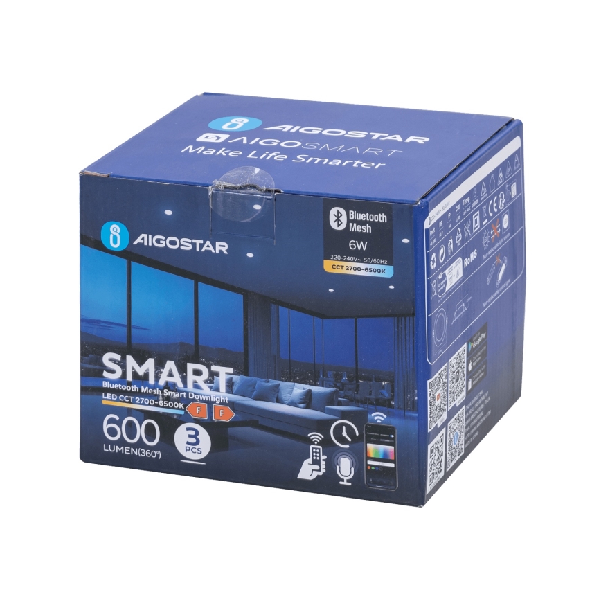 Aigostar - SADA 3x LED Stmievateľné podhľadové svietidlo MESH LED/6W/230V 2700K-6500K pr.11,5cm