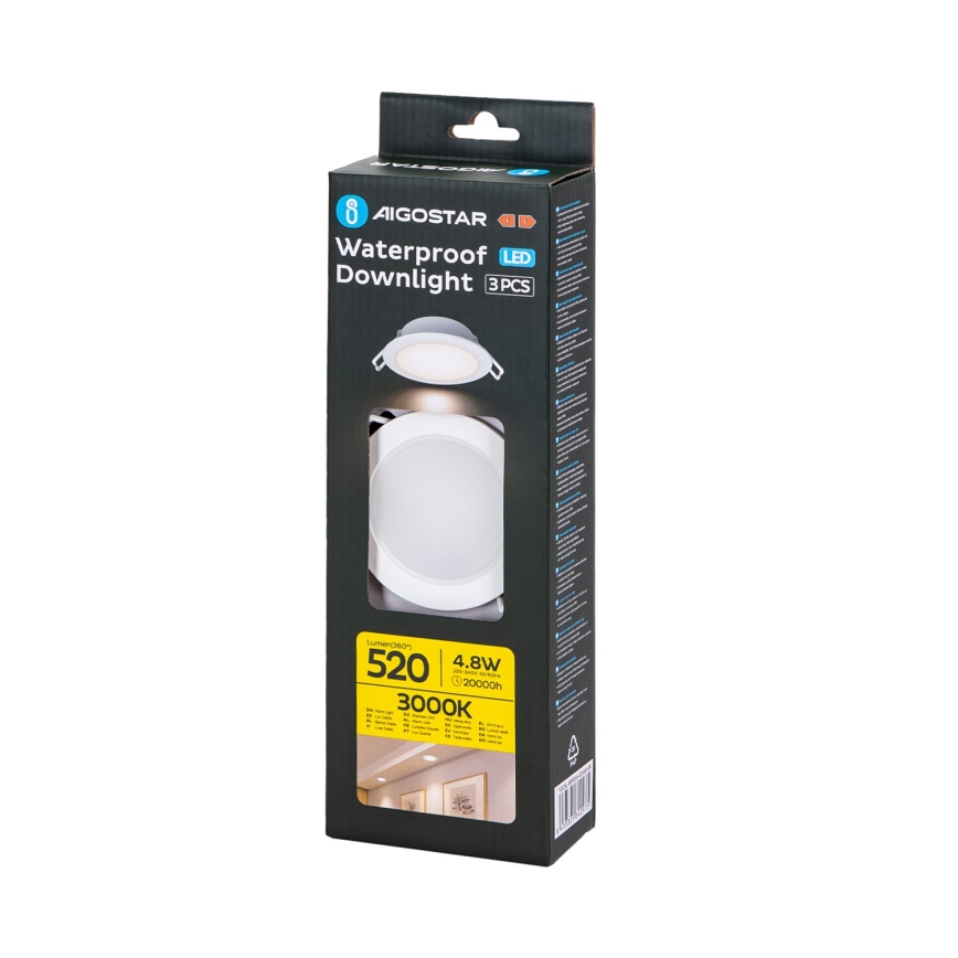 Aigostar - SADA 3x LED Vonkajšie podhľadové svietidlo LED/4,8W/230V 3000K IP65 biela
