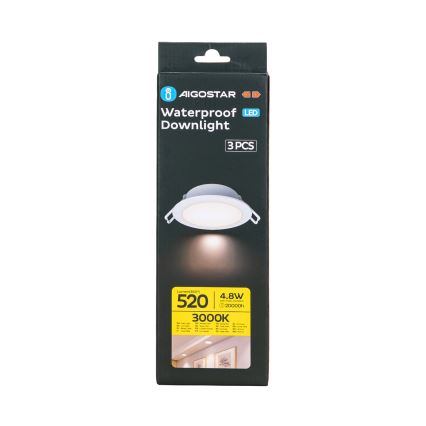 Aigostar - SADA 3x LED Vonkajšie podhľadové svietidlo LED/4,8W/230V 3000K IP65 biela
