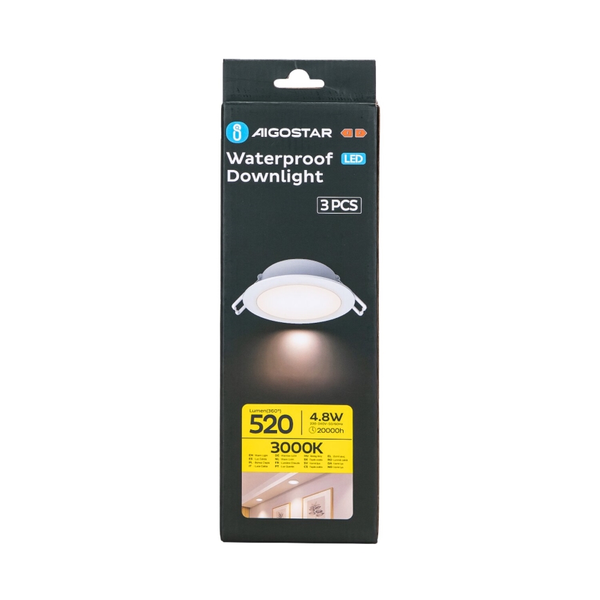 Aigostar - SADA 3x LED Vonkajšie podhľadové svietidlo LED/4,8W/230V 3000K IP65 biela