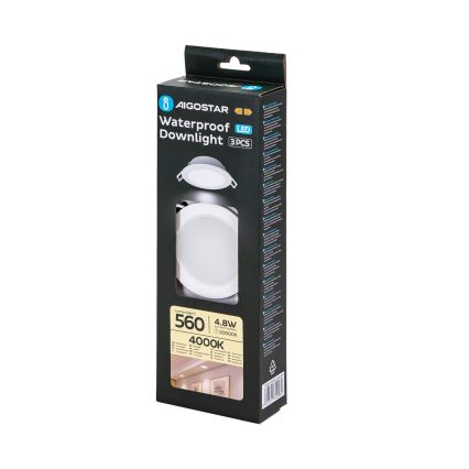 Aigostar - SADA 3x LED Vonkajšie podhľadové svietidlo LED/4,8W/230V 4000K IP65 biela