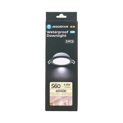 Aigostar - SADA 3x LED Vonkajšie podhľadové svietidlo LED/4,8W/230V 4000K IP65 čierna