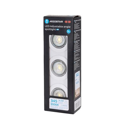 Aigostar - SADA 3x LED zapustené stropné svietidlá 1xGU10/4,5W/230V 6500K biele