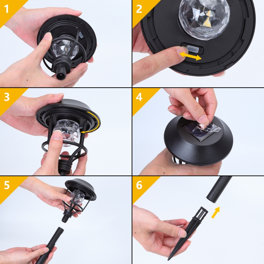 Aigostar - SADA 4x LED RGB Solárna lampa LED/0,2W/2V 40 mAh IP44