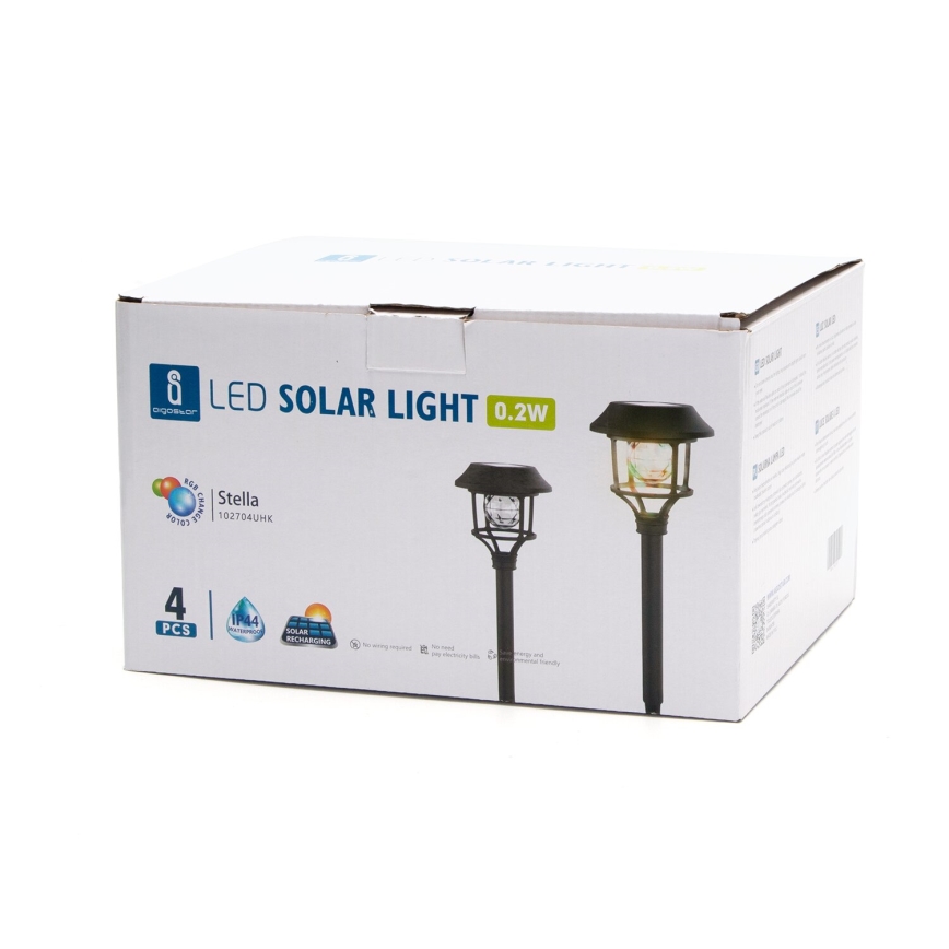 Aigostar - SADA 4x LED RGB Solárna lampa LED/0,2W/2V 40 mAh IP44
