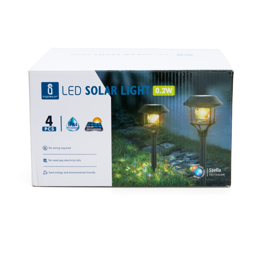 Aigostar - SADA 4x LED RGB Solárna lampa LED/0,2W/2V 40 mAh IP44