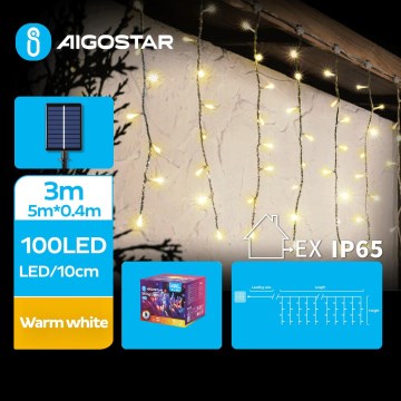 Aigostar - solárna LED vianočná reťaz 100xLED/8 funkcií 8x0,4m IP65 teplá biela 800 mAh