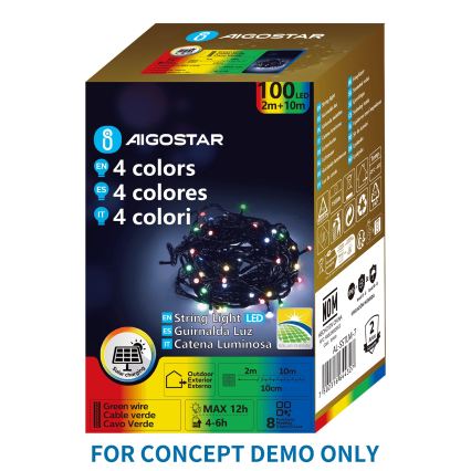 Aigostar - LED solárny vianočný reťazec 200 LED, 8 režimov, 22 m, IP65, viacfarebný, 800 mAh