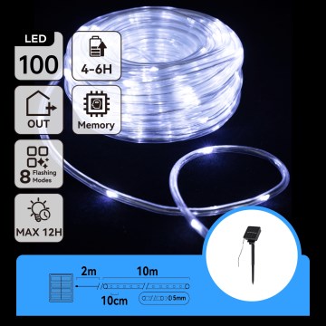 Aigostar - solárny LED reťaz 100xLED/8 režimov 12m IP65 studená biela 800 mAh