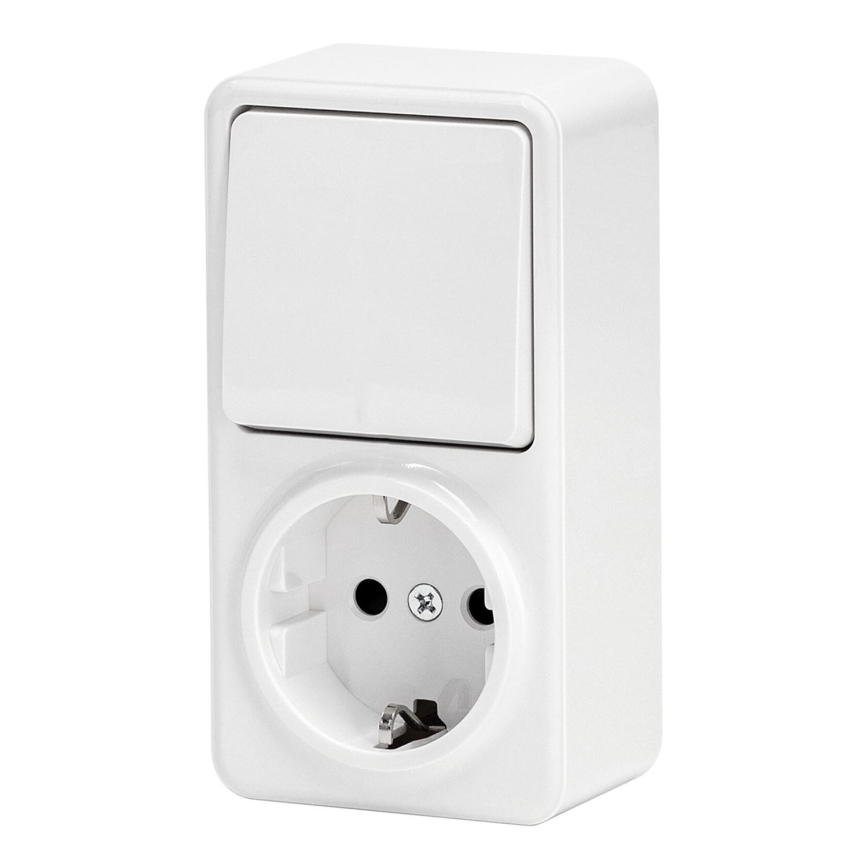 Aigostar - Spínač domový 1P so zásuvkou 1x10A/250V SCHUKO