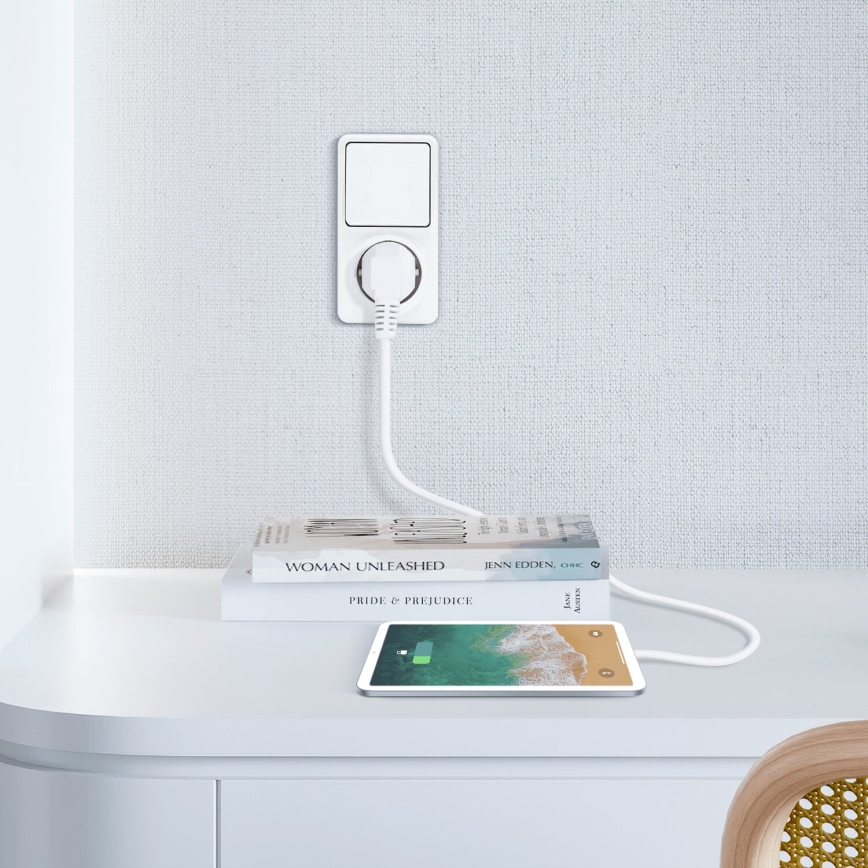 Aigostar - Spínač domový 1P so zásuvkou 1x10A/250V SCHUKO