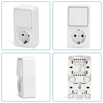Aigostar - Spínač domový 1P so zásuvkou 1x10A/250V SCHUKO