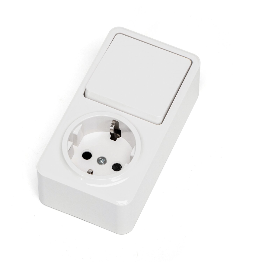 Aigostar - Spínač domový 1P so zásuvkou 1x10A/250V SCHUKO