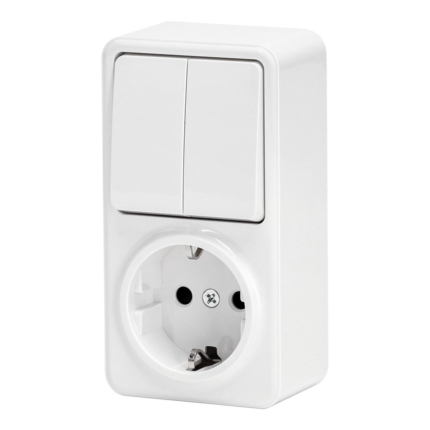 Aigostar - Spínač domový 2P so zásuvkou 1x10A/250V