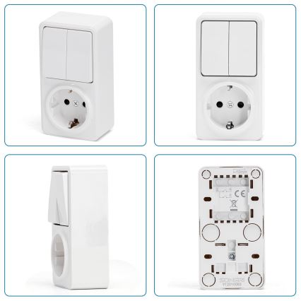 Aigostar - Spínač domový 2P so zásuvkou 1x10A/250V