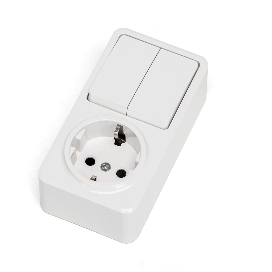 Aigostar - Spínač domový 2P so zásuvkou 1x10A/250V