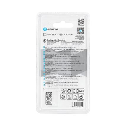 Aigostar - Spínač domový 2P so zásuvkou 1x10A/250V