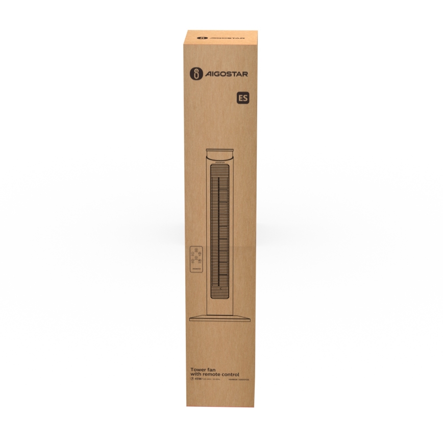 Aigostar - Stĺpový ventilátor 45W/230V čierna + diaľkové ovládanie