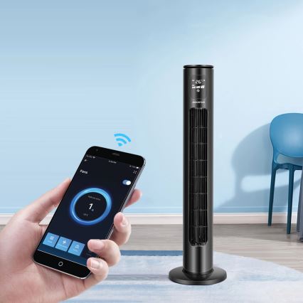 Aigostar - Stĺpový ventilátor 50W/230V čierna Wi-Fi + diaľkové ovládanie