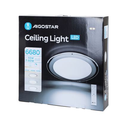 Aigostar - stmievateľné LED stropné svietidlo LED/60W/230V 2700-6500K priemer 52,7 cm chróm + diaľkové ovládanie
