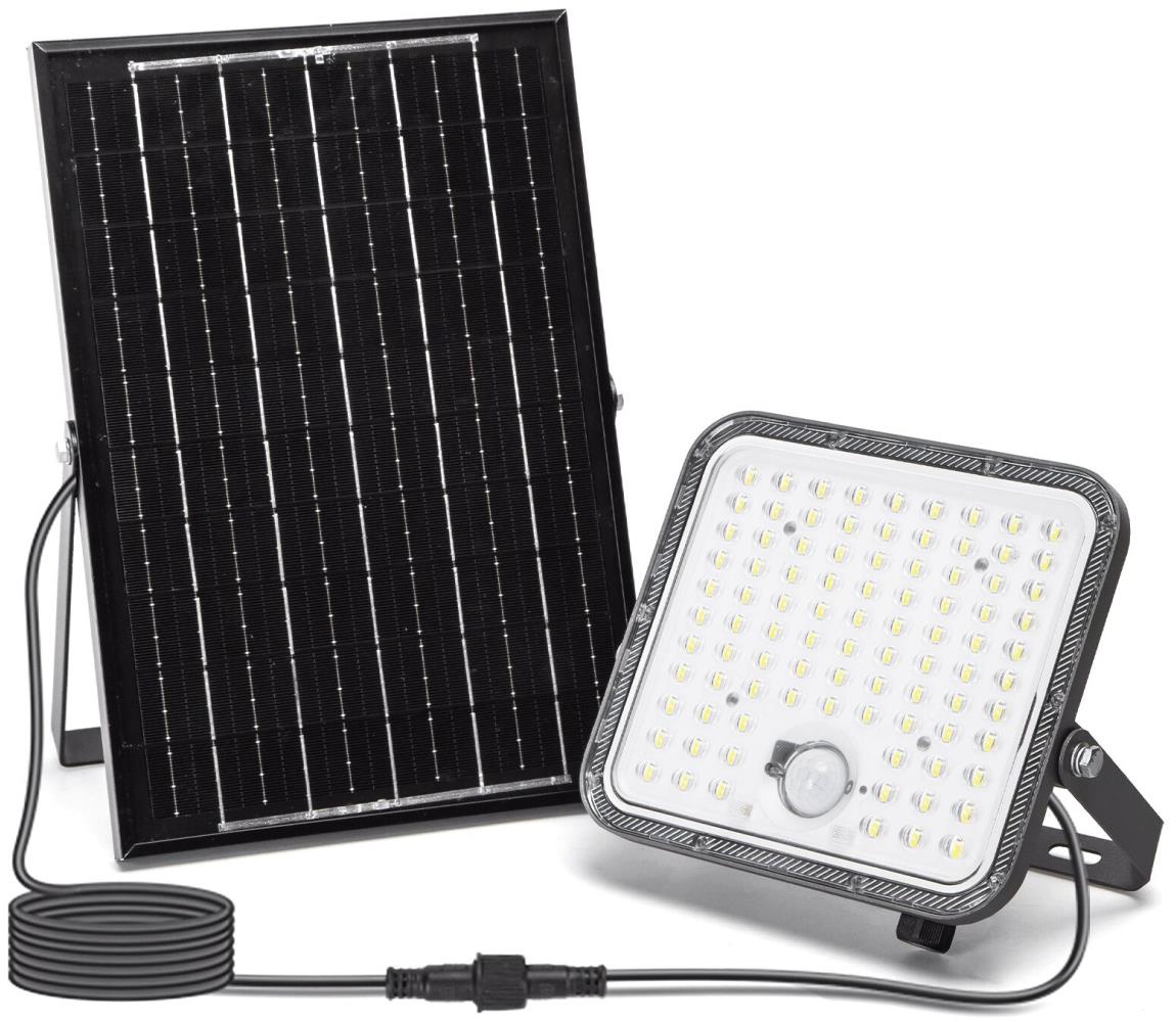 B.V. - Stmievateľný solárny LED reflektor so snímačom, 120 W, 3,4 V, IP66 + diaľkový ovládač B1020133R