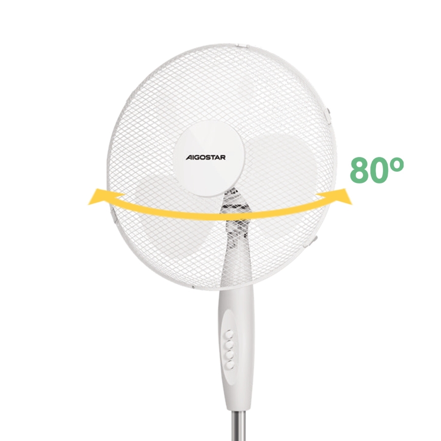 Aigostar - Stojanový ventilátor 45W/230V 125 cm biela