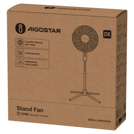 Aigostar - Stojanový ventilátor 50W/230V 120 cm biela