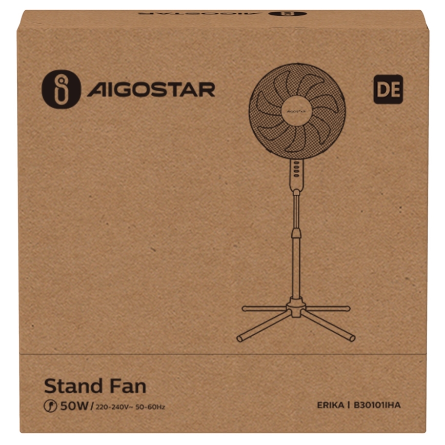 Aigostar - Stojanový ventilátor 50W/230V 120 cm biela