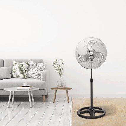Aigostar - Stojanový ventilátor 55W/230V lesklý chróm/čierna
