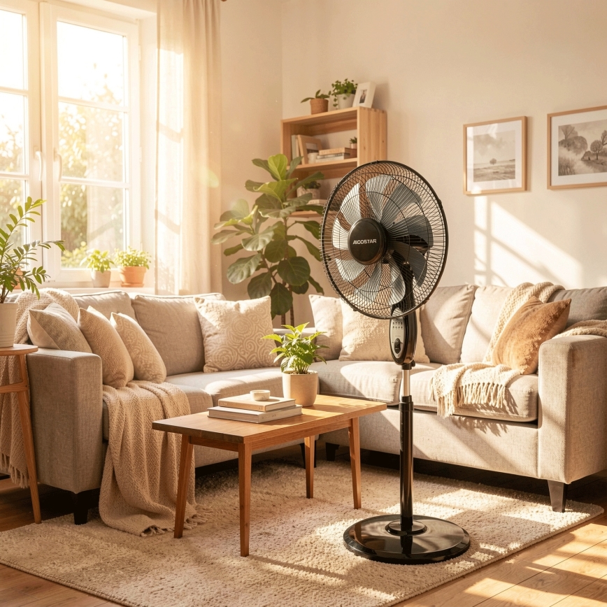 Aigostar - stojanový ventilátor 60 W/230 V, 130 cm, čierny + diaľkové ovládanie