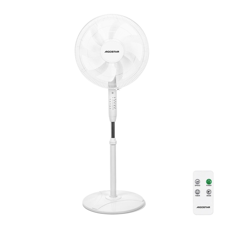 Aigostar - Stojanový ventilátor 60W/230V biela + diaľkové ovládanie