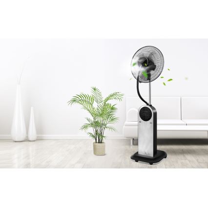 Aigostar - Stojanový ventilátor s hmlovým efektom 95W/230V čierna/šedá + diaľkové ovládanie