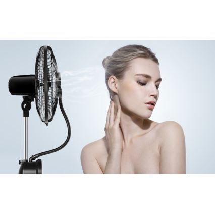 Aigostar - Stojanový ventilátor s hmlovým efektom 95W/230V čierna/šedá + diaľkové ovládanie