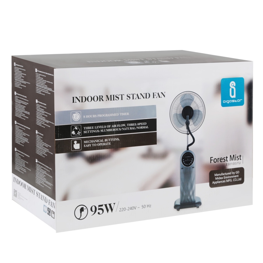 Aigostar - Stojanový ventilátor s hmlovým efektom MIST 95W/230V + diaľkové ovládanie