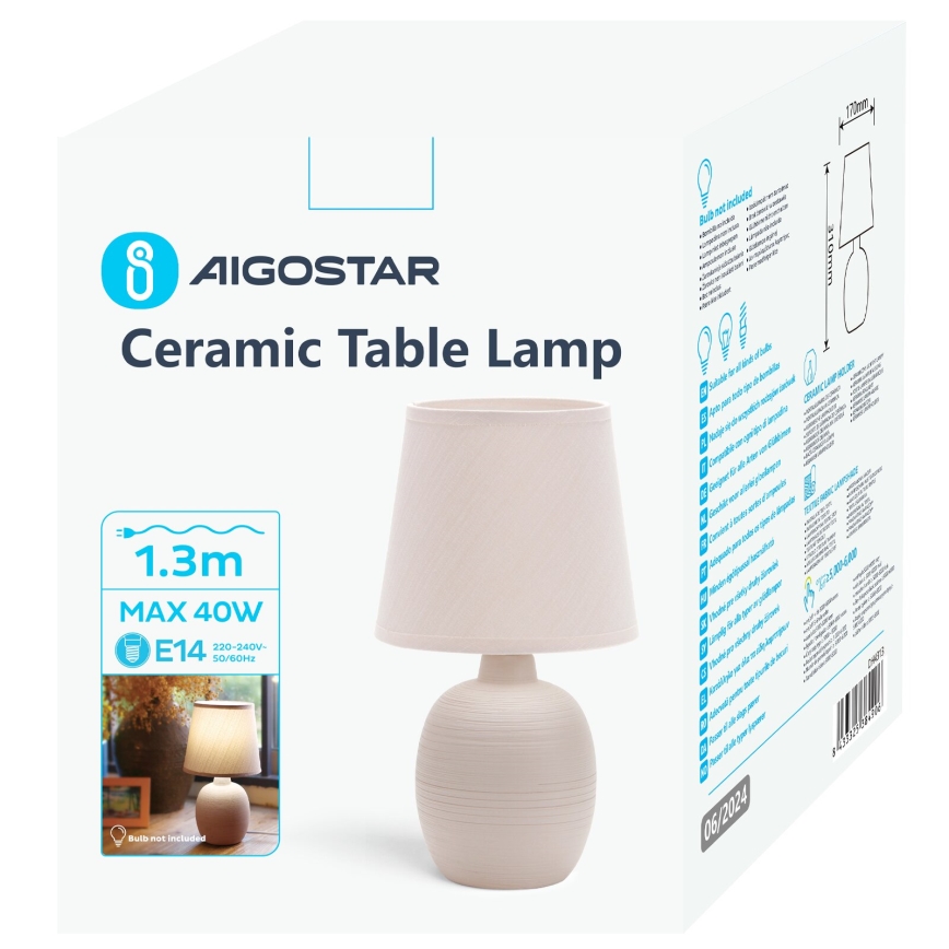 Aigostar - Stolná lampa 1xE14/40W/230V béžová