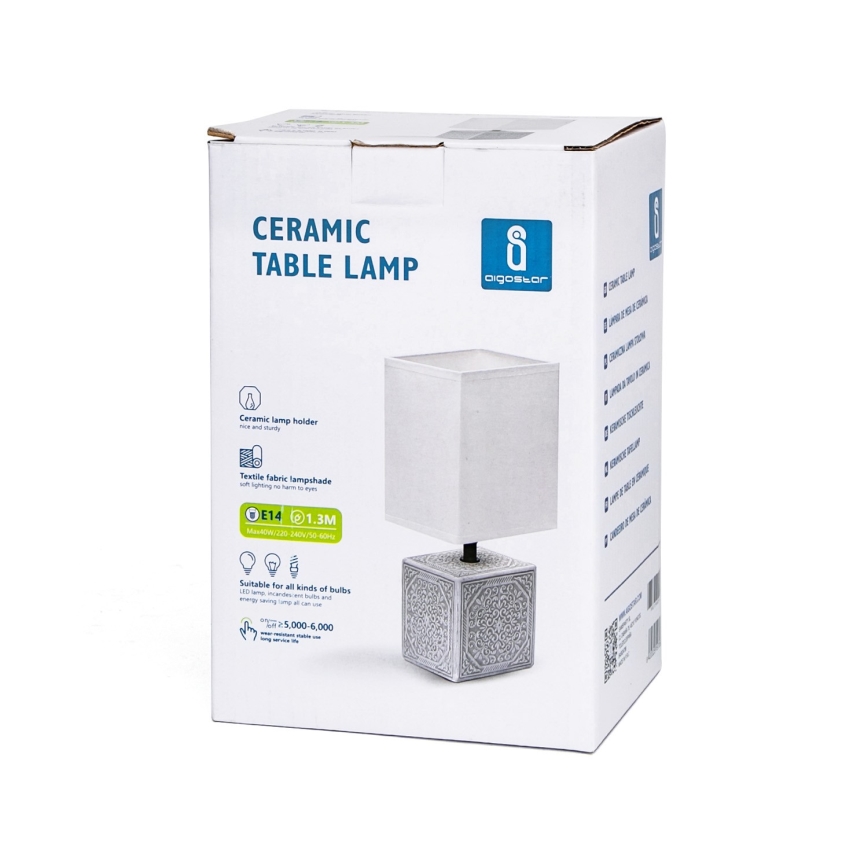 Aigostar - Stolná lampa 1xE14/40W/230V šedá/biela