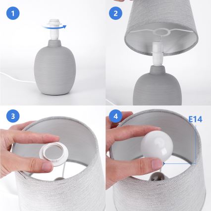 Aigostar - Stolná lampa 1xE14/40W/230V šedá