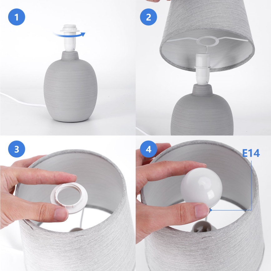 Aigostar - Stolná lampa 1xE14/40W/230V šedá