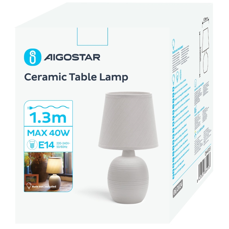 Aigostar - Stolná lampa 1xE14/40W/230V šedá