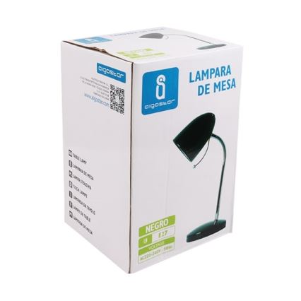 Aigostar - Stolná lampa 1xE27/36W/230V čierna/lesklý chróm