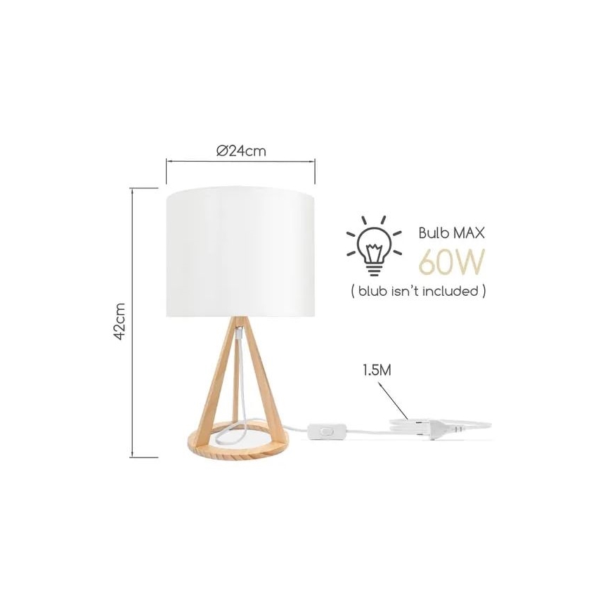 Aigostar - Stolná lampa 1xE27/60W/230V borovica