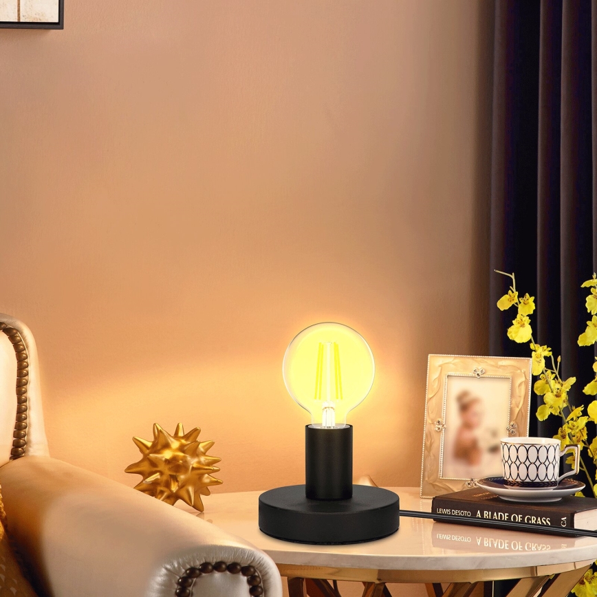Aigostar - Stolná lampa 1xE27/60W/230V čierna
