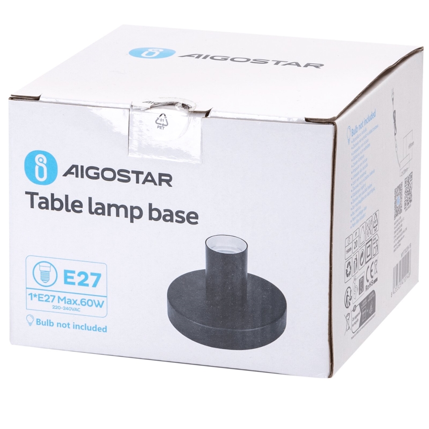 Aigostar - Stolná lampa 1xE27/60W/230V čierna