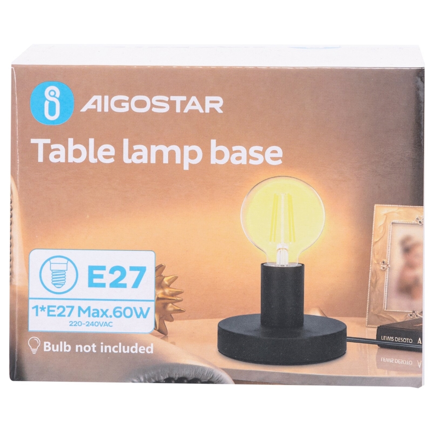 Aigostar - Stolná lampa 1xE27/60W/230V čierna