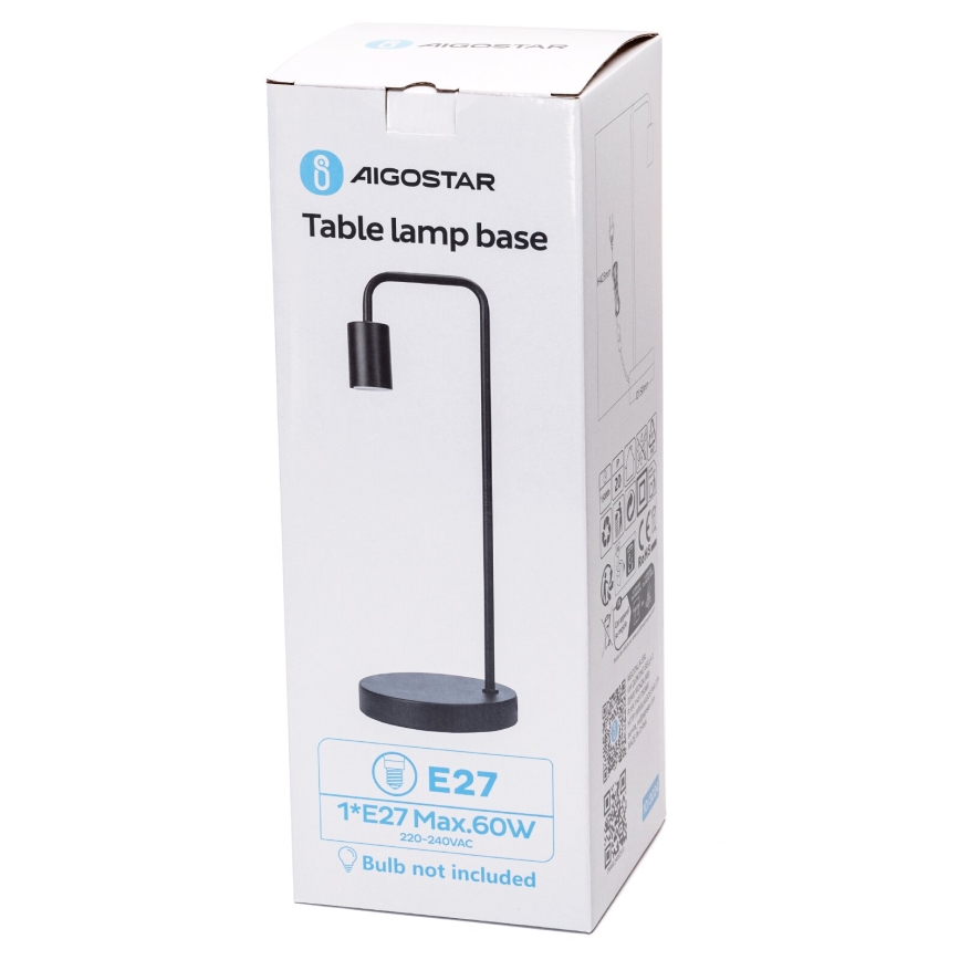 Aigostar - Stolná lampa 1xE27/60W/230V čierna