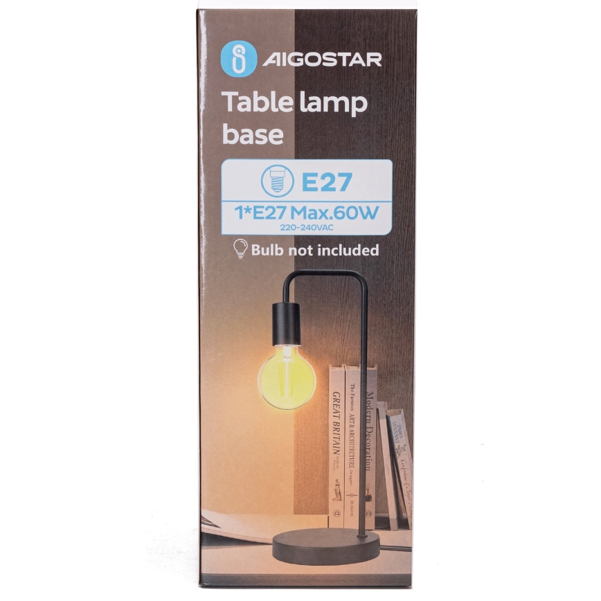 Aigostar - Stolná lampa 1xE27/60W/230V čierna
